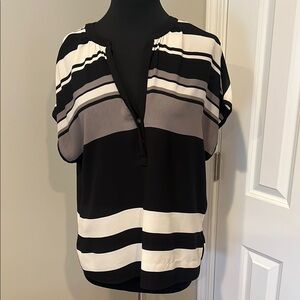 Black and White Striped Women's Top